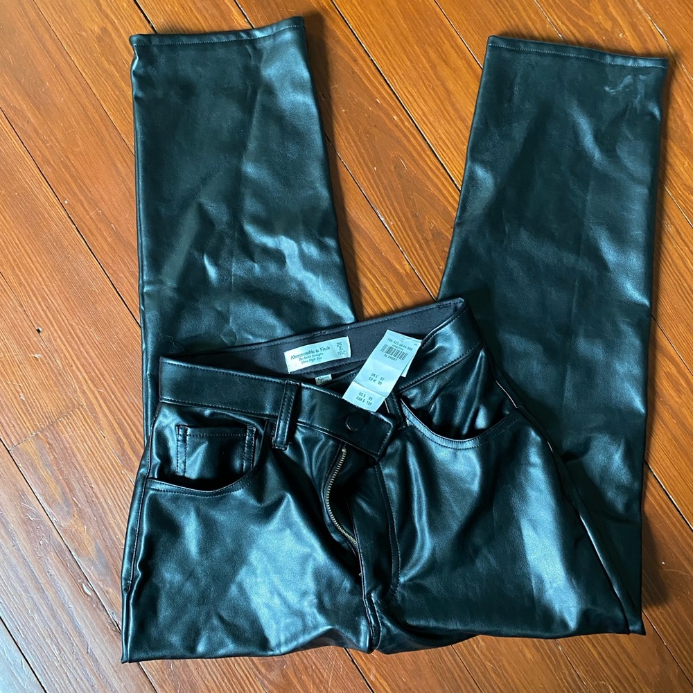 Abercrombie & Fitch Black Faux Leather Trousers